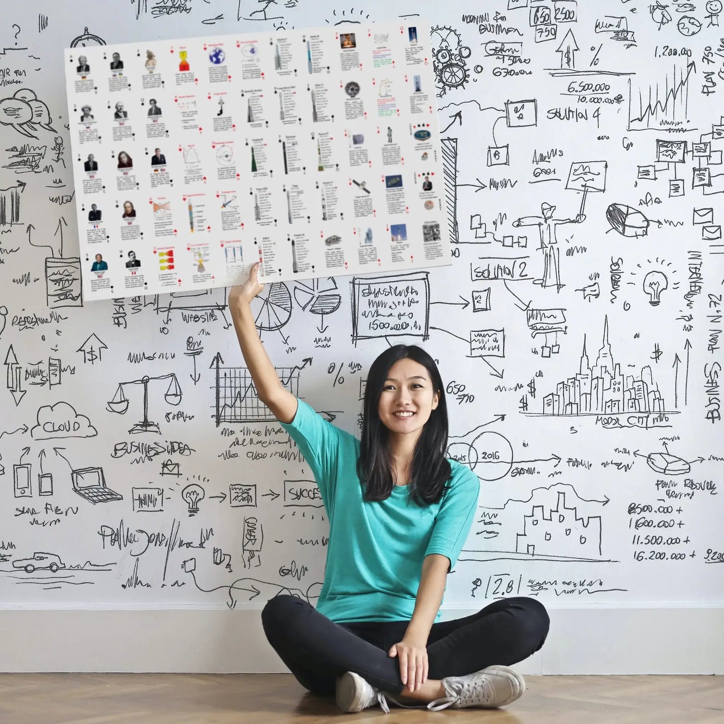 Uncut sheet of The Rocket Deck playing cards by Liquid Bird hand